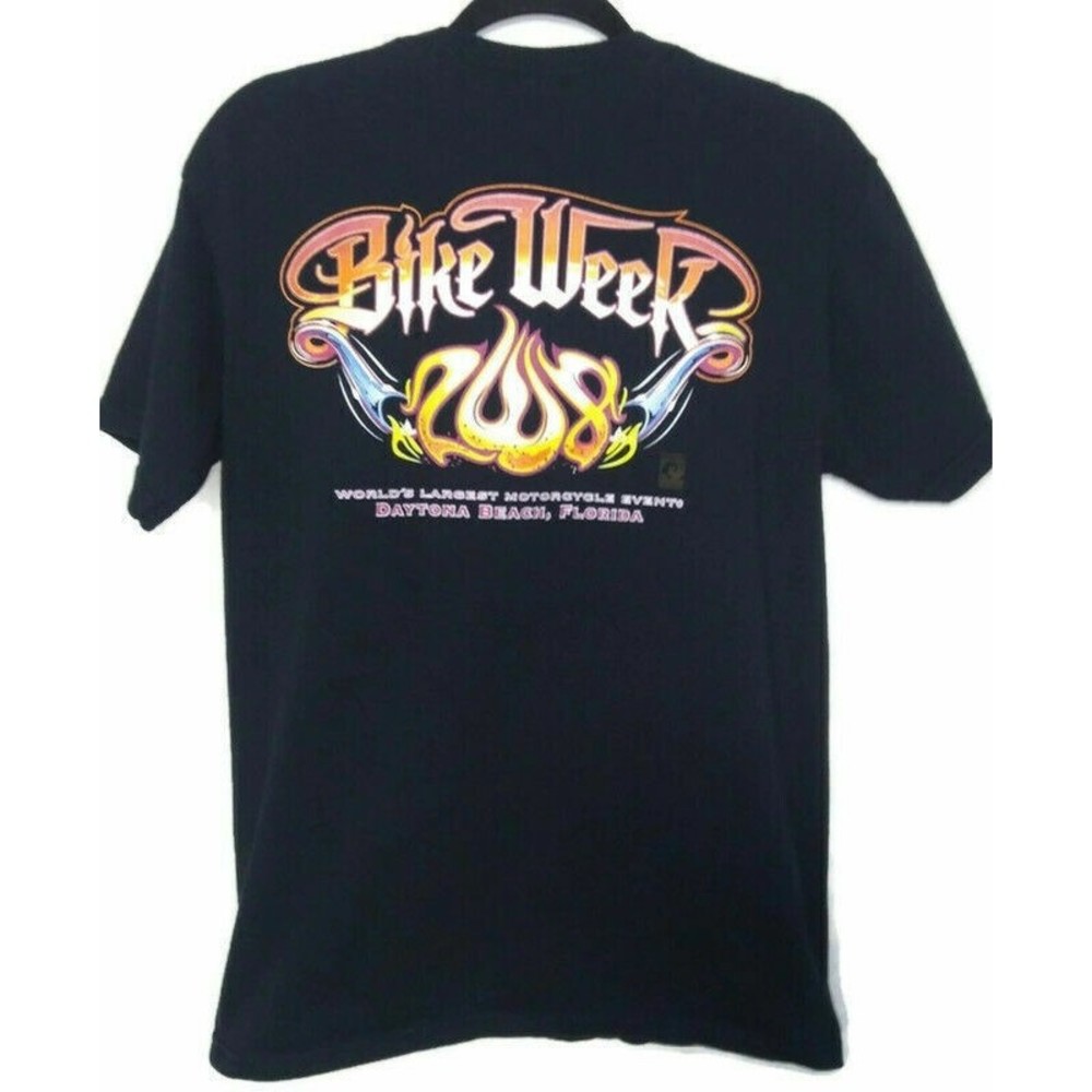 Daytona Beach Bike Week Shirt Adult Medium Black Biker Motorcycle EUC